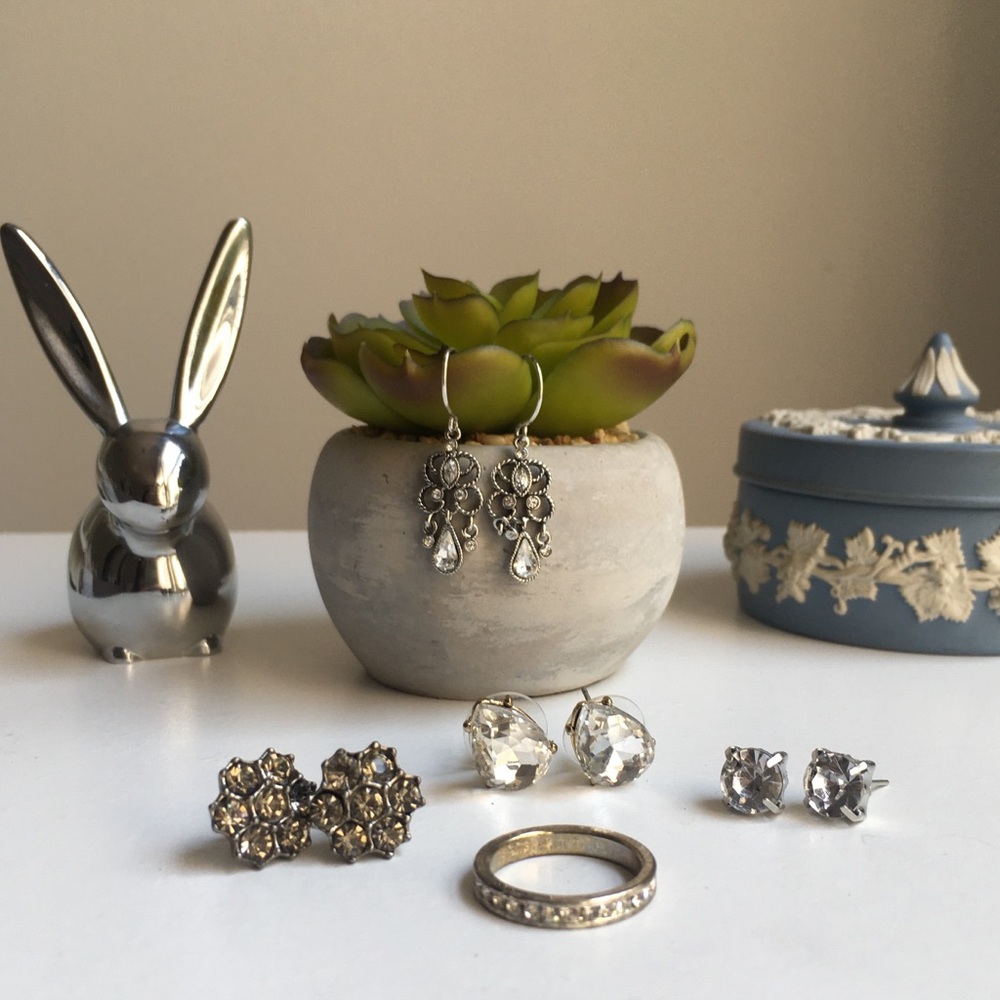 Bundle of Shiny Earrings and a Ring